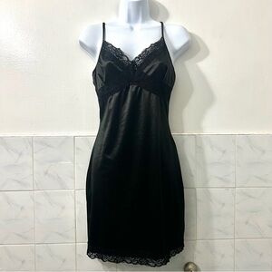 Women’s Lace Trim Satin Mini Slip Dress L Whimsigoth Fairy Grunge Witchy Vamp